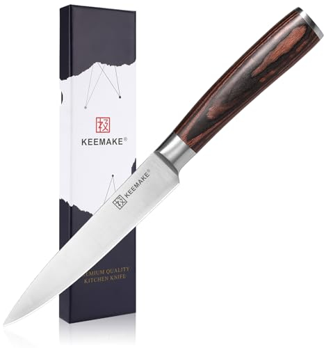 KEEMMAKE Utility Knife for Kitchen - 6 Inch German High Carbon Stainless Steel Paring Knife with Pakkawood Handle Fruit Knives