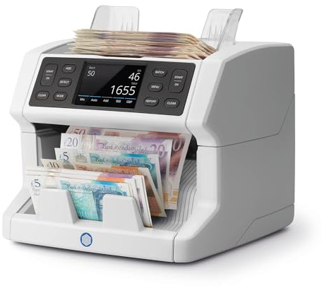 Safescan 2885-S Compteuse de billets qui compte les billets mélangés, y compris les dollars américains - Compteur de billets avec détection de faux billets sur 7 points - Avec interface multilingue