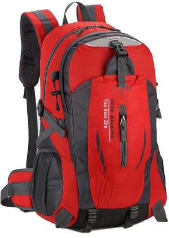 ABPOK 35L Lightweight Outdoor Backpack, Durable Handy Waterproof Foldable Climbing Rucksack for Camping Walking Hiking (Red, 35L)