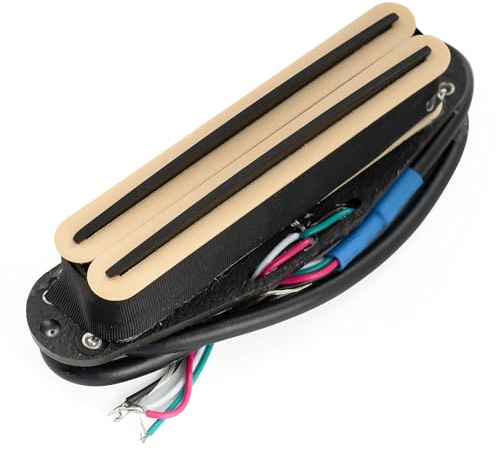 Musiclily Pro ST-DPMA Alnico 5 Rail Blade Humbucker Pickup Single Coil Format 9,2K för Strat Style Elgitarr, Cream Kropp Svart Rail