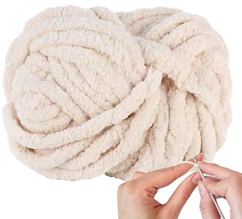 Super Chunky Chenille Yarn for Arm and Hand Knitting, Soft Wool for Blankets, Bags, and Hats