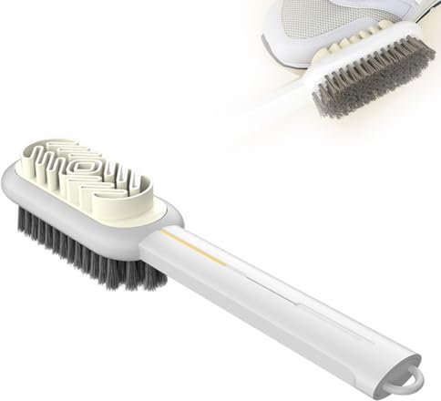 Spazzola Scarpe, Spazzola Scarpe Pelle, 2 in 1 Spazzola per Scarpe in Camoscio, Pulisci Scarpe, Spazzola Scarpe Scamosciate, Lava Scarpe, Kit di Pulizia per Camoscio e Nabuk, Bianco