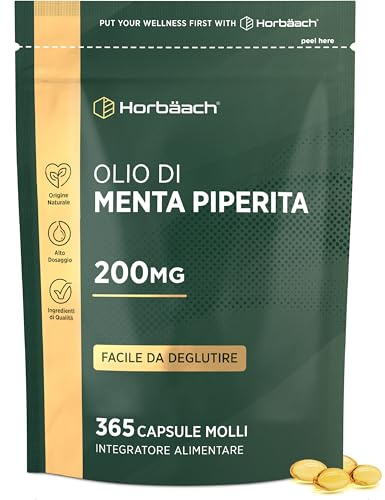 Peppermint Oil 200 mg | 365 Softgels | Hög Styrka Capsules Från Pepparmyntsolja | av Horbaach