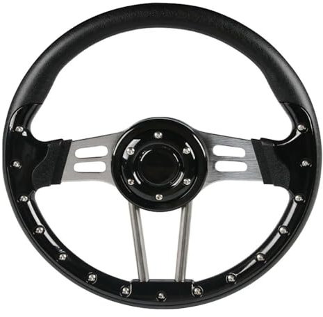Volante Sportivo Auto, Volante a Calice Volante universale for auto d'epoca da corsa in carbonio PU da 14 pollici e 345 mm(Black)