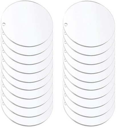 GVSS 40 Pièces Feuilles Acryliques Transparentes 5 cm, Plaque Rond Transparent avec Trou,Disques Acryliques Transparents Polyvalentes pour Bricolage,Projets Artistiques et Décoration