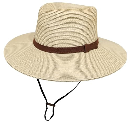 Wildarms Sombrero Panamá de Verano Unisex, Sombrero de Paja de ala Ancha Ligero y Plegable, Transpirable para Mujer y Hombre, Playa y Viaje