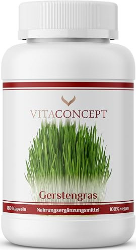Gerstengras Kapseln I 1500 mg Gerstengraspulver pro Tagesportion I 180 Stück I vegan I laborgeprüft I Vitaconcept