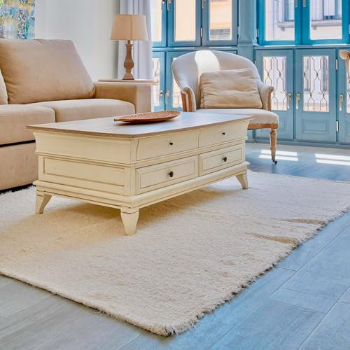 Teppich Wohnzimmer, Teppich Schlafzimmer, weich, waschbar und handgefertigt aus 100% Baumwolle, perfekter Teppich Flur für jeden Raum im Haus oder Büro, ideal für die ganze Familie.