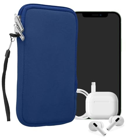kwmobile Handytasche für Smartphones XL - 6,7/6,8 - Neopren Handy Hülle Baltik Blau - Handy Tasche 17,2 x 8,4 cm Innenmaße