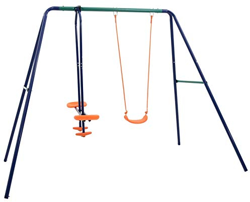 Yongdu Schaukelset mit 3 Sitzen, Schaukelgestell, Schaukel Outdoor Mit Gestell, Doppelschaukel, Gartenschaukel, Draußen Schaukeln, Stahl