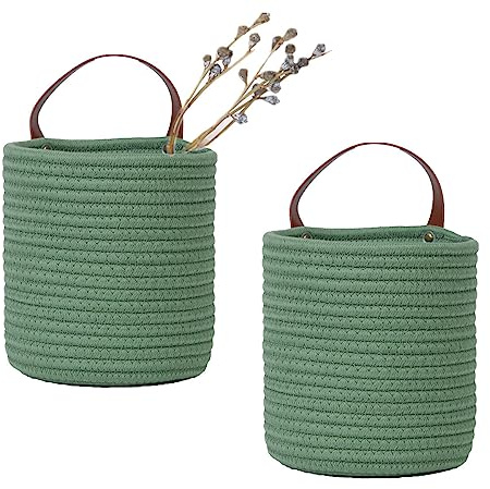 2 st små vägghängande förvaringskorgar, väggdekor organisatör, 16 cm x | Små hängande förvaringskorgar för garderobsorganisation. Hyllkorg organiserare för växter. Vävd design för hemförvaring.