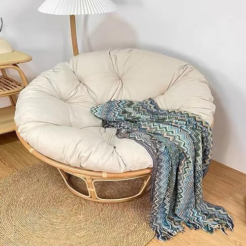 Papasansessel Kissen, Kissen für Hängesessel, wasserdichte Kissen Rund, Stuhlkissen Outdoor, Sitzkissen Gartenstuhl, GebrochenesWeiß, 120CM