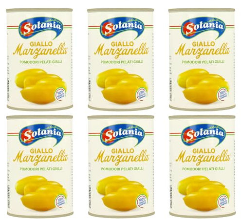 Solania Giallo (gelbe) Marzanella Tomaten in der Dose, 6x400g. 100% Italien.