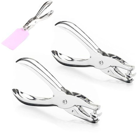 Zynewa 2 Stück Lochstanzer Einlochzange Metall Handheld 1 Loch Stanzzange Papier, Metall Handheld 1 Locher Ein Locher Einlochzange,Einzellochzange Edelstahl Locher Stanzer (6 mm+3 mm)