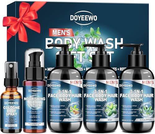 Gifts for Men, Mens Body Wash Bath Gift Set, Cleanses, Hydrates, Nourishes Skin,Christmas Gift Baskets Self Care Package Stocking Stuffers Birthday Valentines Gifts for Men Him Boyfriend Husband Dad
