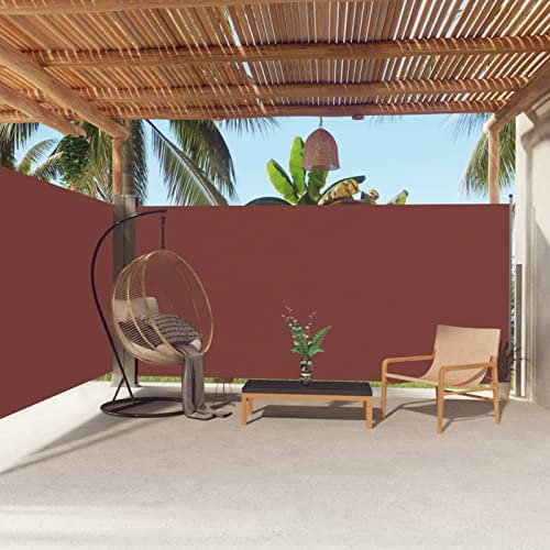 Homgoday Auvent Latéral Rétractable Marron 180x600 cm, Protection de l'intimité et Vent, Paravent Store Clôture de Jardin, Extensible Brise Vue pour Extérieur Balcon Terrasse A