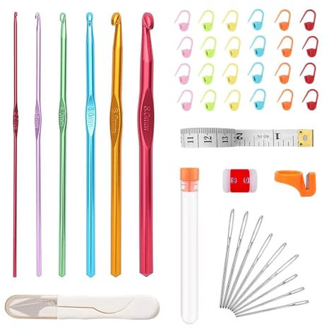 YISCOKO Häkelnadel Häkelset 44 Stück Häkelnadel Set Häkelset für anfänger Comfort Grip Häkeln Stricken Nadeln Kit Haushalt