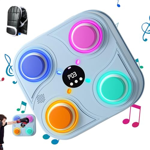 Music Boxing Machine, Boxing Workout Machine, Musical Boxing Machine with Gloves, Wall Mounted Punching Machine, Light Training Boxing Trainer, Rechargeable Sport Toy for Adults, Fun Workout Exercise