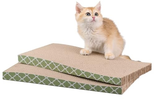 Cat Scratcher Cardboard Scratching Pads Scratch with Catnip 2PCS Reversible Corrugated Cardboard