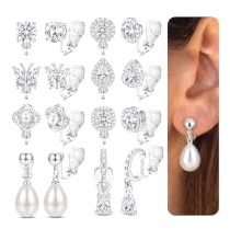 KALVICA 8 Paires Non Percées Boucles D'Oreilles à Clip pour Femmes Filles | Hypoallergénique Plaqué Or 14K Étanche Boucle D'Oreille Perle Zircone Cubique En Or Argent Faux Piercing Oreille Lot Bijoux