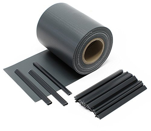 WilTec Cinta protección Vallas, Antracita 35mx19cm, PVC 450g/m², con 20 Clips Lámina privacidad