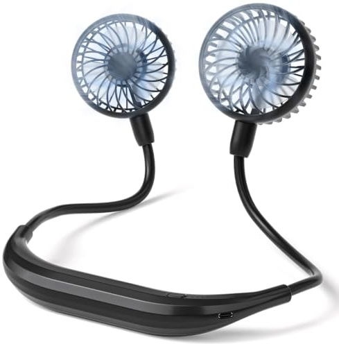 AMACOOL 2600mAh Portable Neck Fan, Wearable Hands-Free Battery Operated with Ultra Quite & Strong Wind, 360° Adjustable Personal Fan Gifts for Hot Flashes Cruise Travel Outdoor Sports 2026-Black