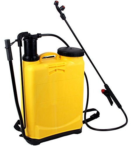 16 Liter Rückenspritzer, Gartensprüher aus Kunststoff, Drucksprüher mit 2 verstellbaren Düsen, für Unkrautbekämpfung, Fungizid, Desinfektion