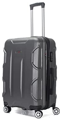TROLLEY ADC - Valise Cabine 55x34x23 - Rigide, Légère 2,5 Kg - 39 litres - 4 Doubles Roues Silencieuses - Maniable, Pratique et Étanche - Collection Palace Superfly - Gris Anthracite