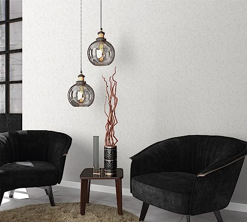 marburg Carta da parati bianca effetto intonaco, moderna, per camera da letto o soggiorno, 10,05 x 0,53 m, made in Germany