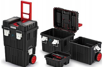 Mobile Tool Chest Rolling Tool Box Trolley 56L DIY Storage On Wheels Lockable Metal Locks Handle Kistenberg