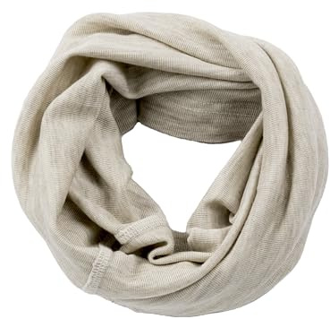 PICKAPOOH Pañuelo multifunción Strunzel de lana virgen orgánica/seda para niños y adultos en mezcla natural, Púrpura Frambuesa Gris, 2 (50 cm - 54 cm)