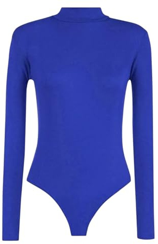 SXME MIGHT SAY Women's Turtleneck Bodysuit - Stretchy Long-Sleeve Leotard Top, Sizes Ranging from 8 to 26 (XXL (20-22), Royal Blue, 8-26)