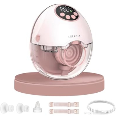 LeLuna Boutique Electric Breast Pump, Wireless Hands-Free, 4 Modes, Portable, Rechargeable, Battery Powered, 180ml Capacity, 24mm Flange, White, Medical Grade Silicone, BPA-Free (1)
