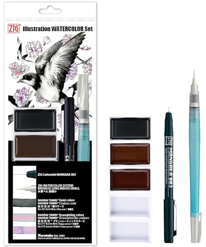 Kuretake ZIG INKTOBER Wasserfarben-Kunstwerk, spezielles Set (7-teiliges Set für Inktober 2025)