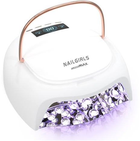 NAILGIRLS Lámpara de uñas recargable de 80 W, lámpara UV para uñas de gel, 4 temporizadores, espaciosa, placa base de metal extraíble, lámpara UV, secador de uñas, lámpara LED UV para técnicos