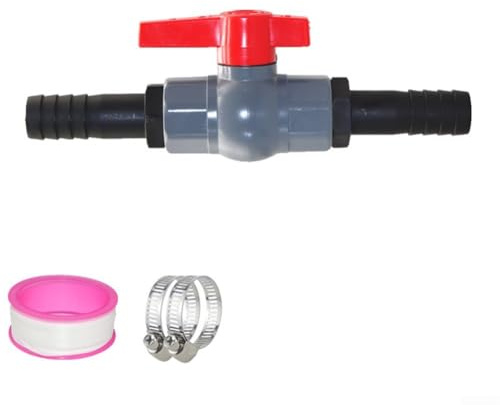 Ball Valve with Hose Connector, 3/4 Inch Shut-off Valve with 19 mm Hose Connection, Thickened Construction for Secure Water Flow Control, Includes 2 Hose Clamps and Sealing Tape