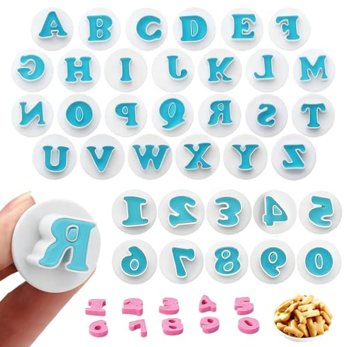 36Pcs Alphabet Cutter, Fondant Icing Letter Stamp Embosser Mold