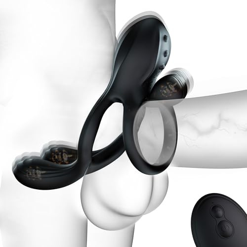 DANKIS Vibrating Cock Ring Male Sex Toy, Penis Ring Vibrator with Perineum & Clitoral Stimulator Sex Toys for Men Women, 3 Motors & 10 Vibrations Adult Toys for Erection, Couples Sex Toy