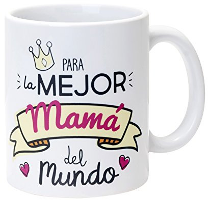 Mopec Taza Cerámica para la Mejor Mamá, Porcelana, Blanco, 1 Unidad (Paquete de 1)