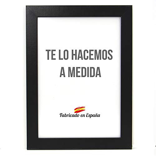Marco a Medida para Fotos, póster, puzzles, láminas. Cuadro Modelo 163 Negro Mate. con Cristal metacrilato 1.5 mm y Trasera Antihumedad 29,7x42 cm tamaño DIN A3 (LADO CORTO: 29.7CM, LADO LARGO: 42)