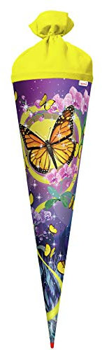 ROTH Schultüte groß Schmetterling 70 cm - Glitter - rund Rot(h)-Spitze Filzverschluss