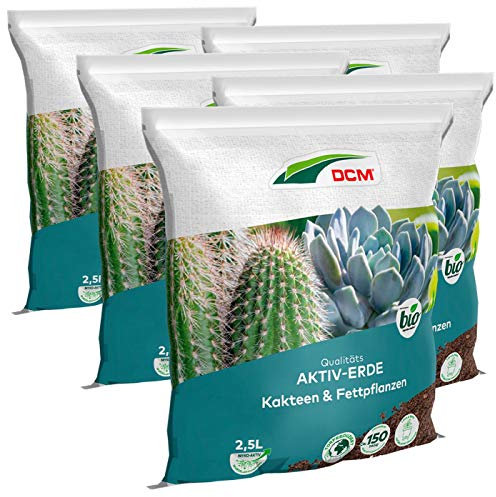 DCM -Cuxin, terra attiva, cactus e piante grasse, confezione risparmio da 5 x 2,5 litri