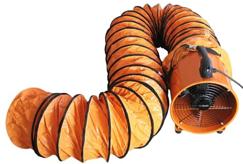 Dust Extractor Ventilation Fan 250mm Portable 12m Duct Hose Workshop Fume Air Blower Industrial PVC Ducting Ventilator