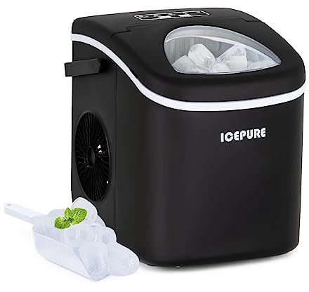 ICEPURE Eiswürfelmaschine Klein, Portable Ice Cube Maker Maschine, 9 Ice Cubes in 8 Mins, 20kg Ice in 24 Hours, Perfect for Home/Office/Bar/Picnic