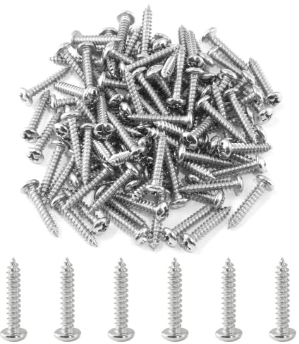 Qjaiune 100Pcs #6 x 3/4 18-8 Stainless Steel Pan Head Self Tapping Screws