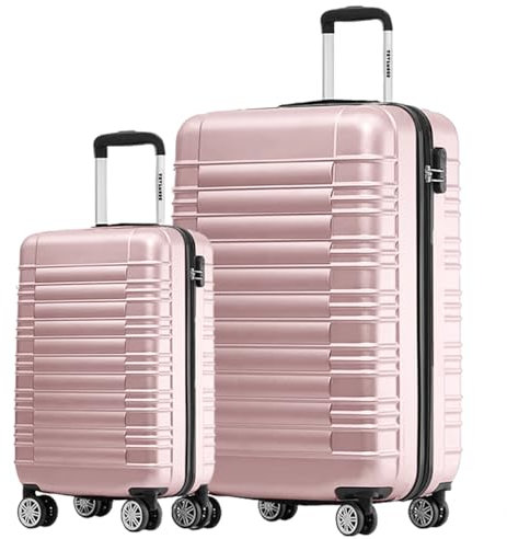 TRVLMORE Koffer & Trolleys - Koffer Set, Kofferset 2 Teilig, Handgepäck Koffer, Hartschalenkoffer Groß, Reisekoffer mit Rollen Groß - Trolley Handgepäck - Handgepäck Trolley Luggage, Rosa
