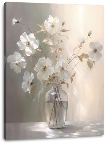 Daktenn Floral Canvas Wall Art for Bathrooms & Bedrooms - Framed Artwork, Modern Wall Decorations - 11 x 14
