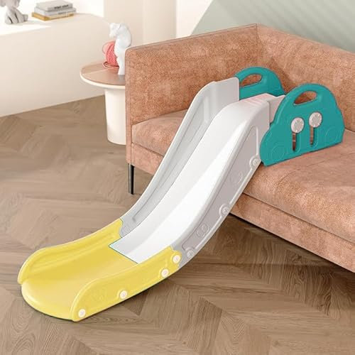 HoldOneLight Kids Sofa Slide,Slide for Toddlers Age 3-8,Kids Indoor Climbing Slide for Toy Playground and Bedroom,Attachment to Toddler Bed and Couch,Easy to Assemble,Birthday Gift（Yellow+Green）
