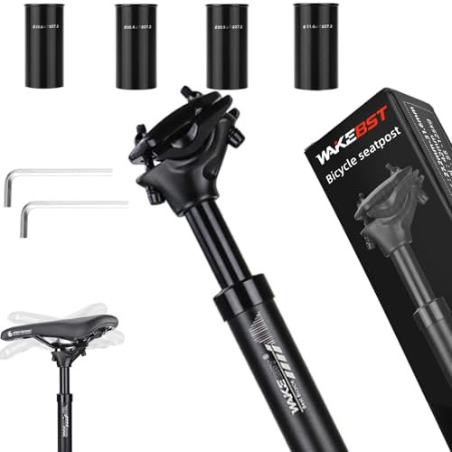 alouweekuky Sattelstütze Gefedert mit 27,2 mm Durchmesser, Spring Federsattelstütze mit 4 Distanzhülsen [Ø28.6/30.4/30.9/31.6mm], Gefederte Sattelstütze für MTB/Citybike/E-Bike