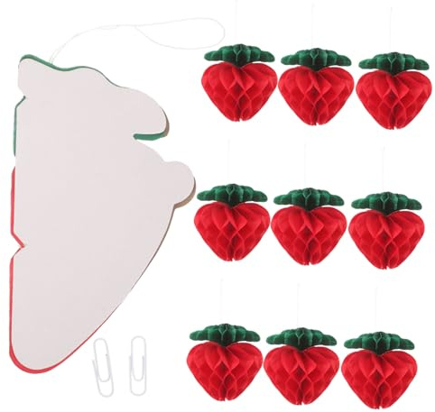 MAGICLULU 30 Pièces Boules en nid d'abeille à la Fraise Papier nid d'abeille décor de Fraise Decoration Fete Hawaienne décoration Fete Boules alvéolées à la Fraise Boule de Fraise en Papier